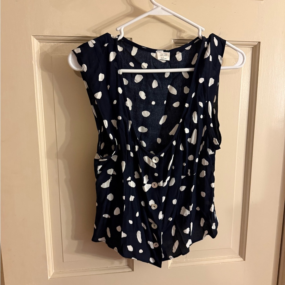 Babaton Aritzia Navy and White Sleeveless Blouse